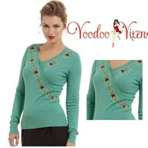 Voodoo Vixen SAGE Antique Cherrie Pullover Green